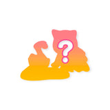 Orange and pink question-mark blind bag figure icon