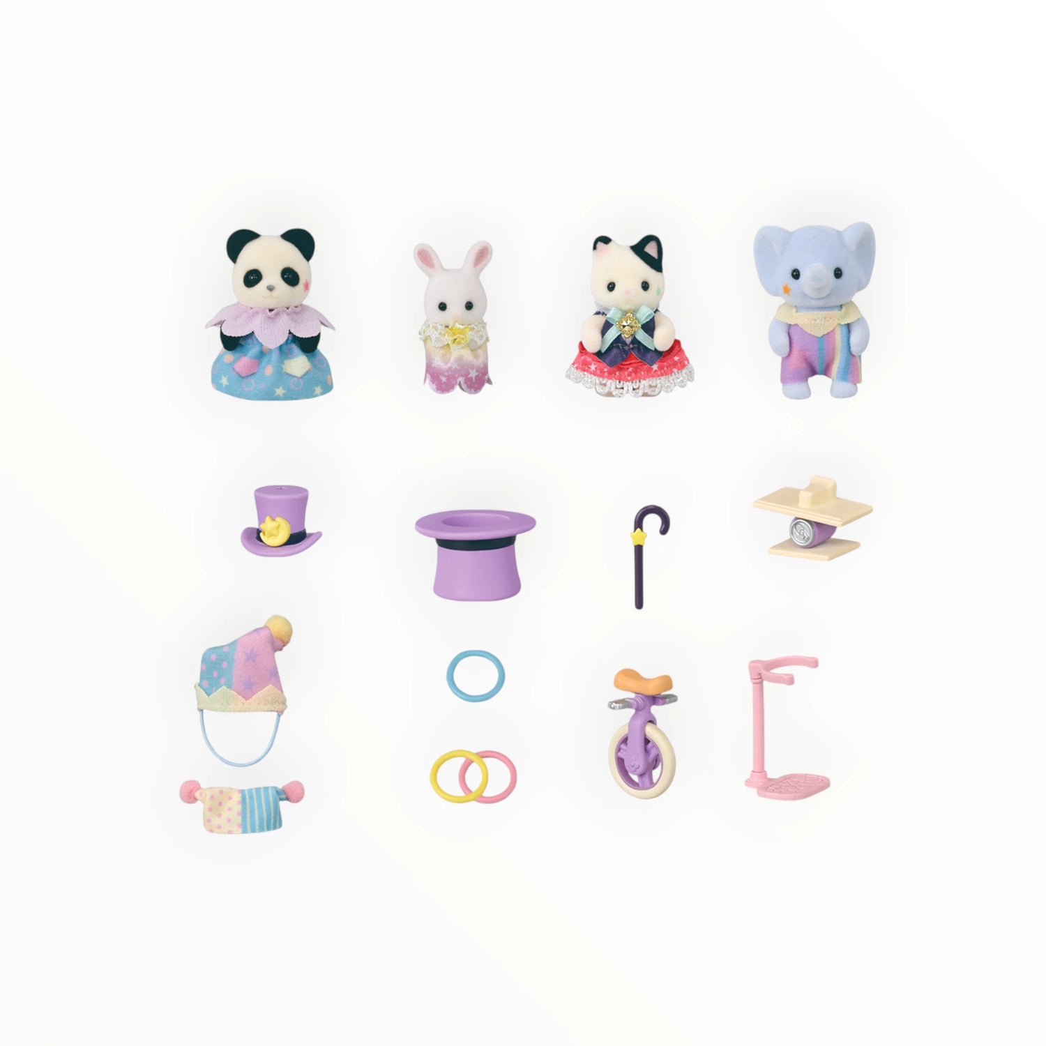 Sylvanian Families - Dream Showtime Babies featuring four animal babies with colorful show outfits and circus accessories