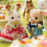 Sylvanian Families - Freya & Theo Anniversary Friends Set featuring plush chocolate rabbit and cookie bear dressed in detailed clothing