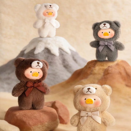Teddy LuLu - Whispers of Nature Plush Charm - Blind Box showing four LuLu The Piggy plush charms dressed in teddy bear suits by ToyZero+