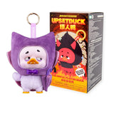 Upset Duck Blind Box - Colourful Player Plush Keychain showing purple duck plush with keyring and colorful Halloween-themed box by Upset Duck