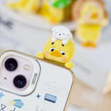 Upset Duck Blind Box - Status Display showing a small yellow duck with a white dog figure on a phone edge by Upset Duck