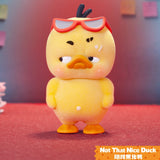 Upset Duck Blind Box - Stop The Spiral showing a yellow duck with red sunglasses on its head and a skeptical expression by Upset Duck