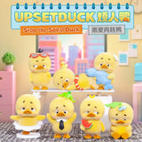 Upset Duck Blind Box - Stop The Spiral showing seven upset yellow ducks with various props expressing stress by Upset Duck