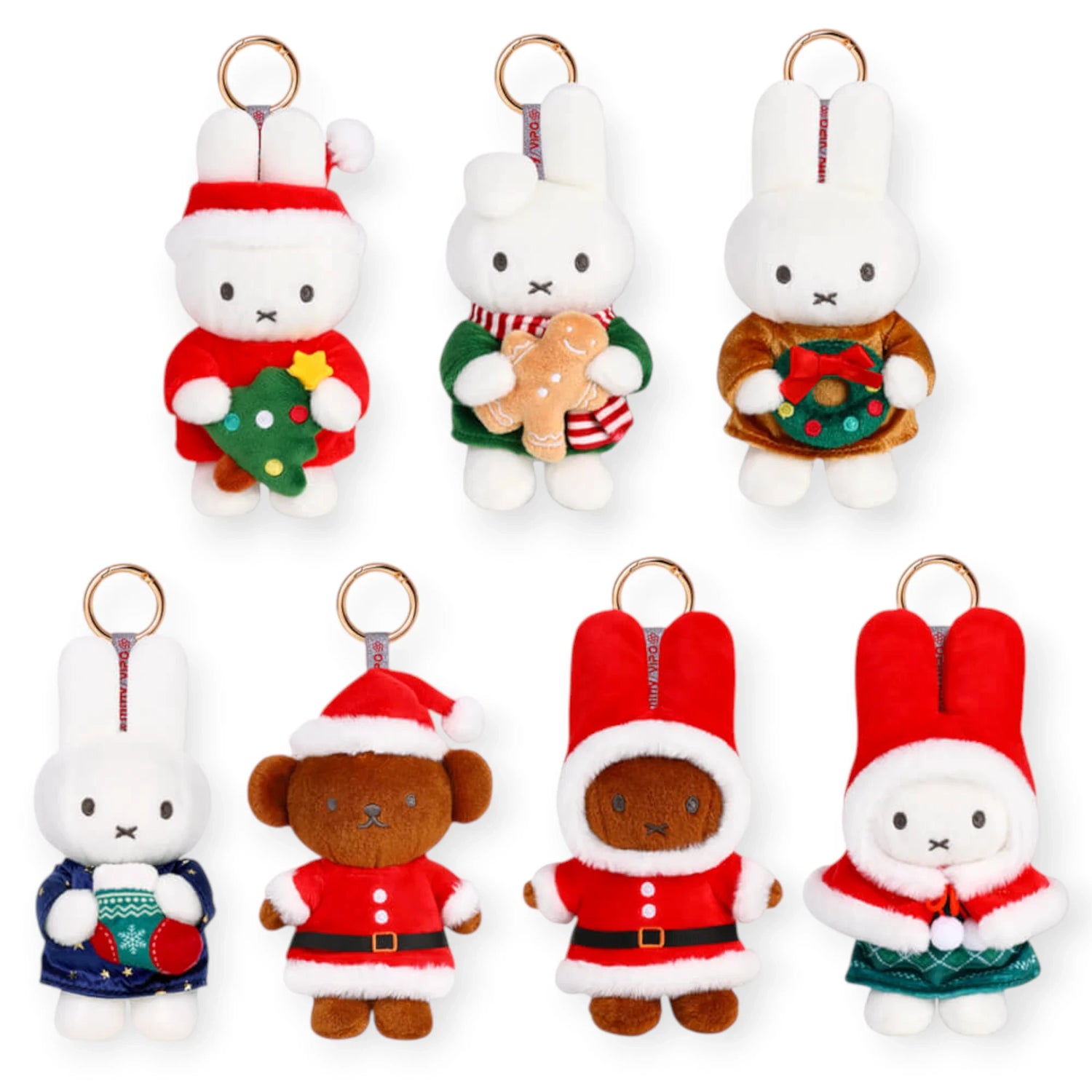 Christmas plush keychain blind box set of mixed animal characters with metal rings