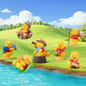 Winnie the Pooh character figure set with five posed mini figures by a pool