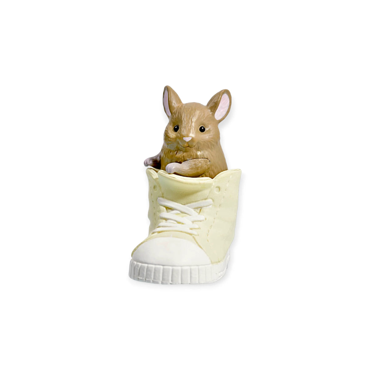 Chinchilla Hide & Seek blind box figure: tan rabbit in cream sneaker