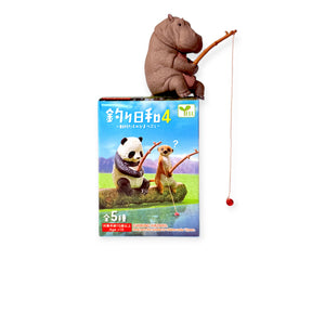 Front view of Fishing Animals Blind Box Vol 4 packaging with hippo figure holding fishing rod on top, gallery position 1