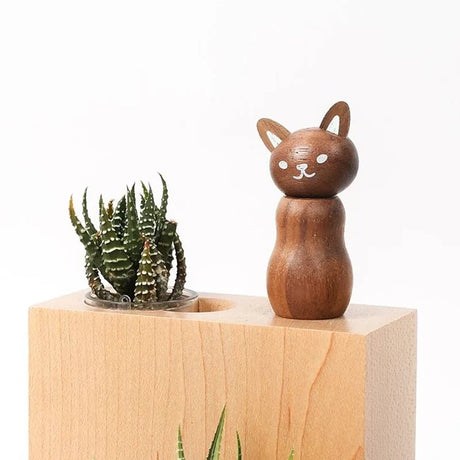 Wooden Bookshelf Cat Planter - Blink Box